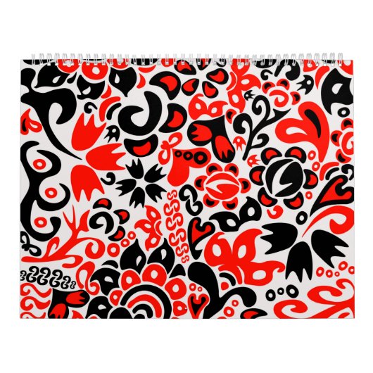 Oekraïens etnische folk art floral pattern absrtac kalender (Hoes)