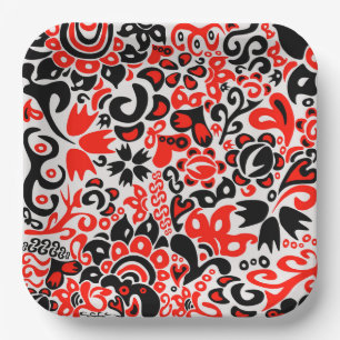 Oekraïens etnische folk art floral pattern absrtac papieren bordje