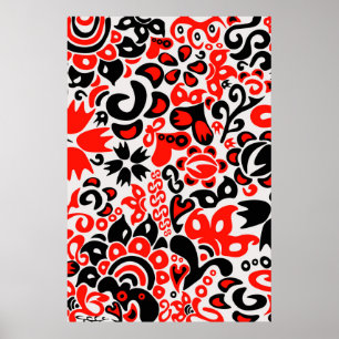 Oekraïens etnische folk art floral pattern absrtac poster