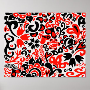 Oekraïens etnische folk art floral pattern absrtac poster