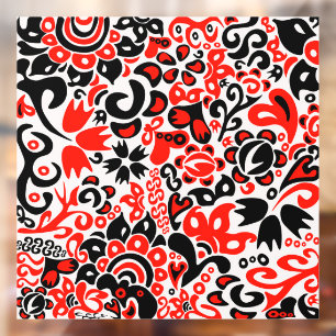 Oekraïens etnische folk art floral pattern absrtac raamsticker