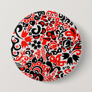 Oekraïens etnische folk art floral pattern absrtac ronde button 7,6 cm