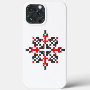 Oekraïens folkpatroon in zwart en rood. Oekraïne iPhone 13 Pro Max Hoesje