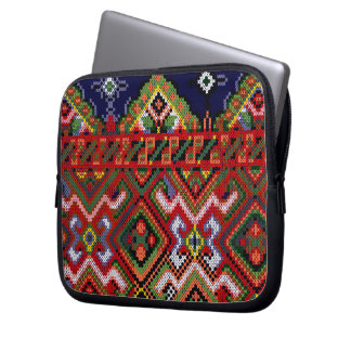 Oekraïens kruisbeeld Embroidery Zippered Neopren Laptop Sleeve