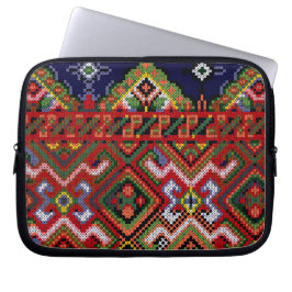 Oekraïens kruisbeeld Embroidery Zippered Neopren Laptop Sleeve