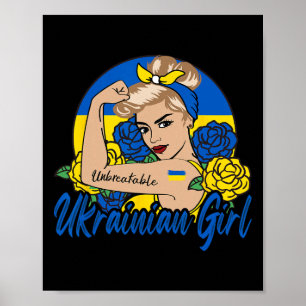 Oekraïens Meisje Oekraïense Vrouw Oekraïners Vlag  Poster