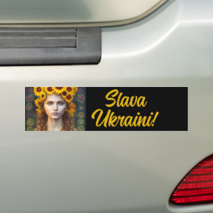 Oekraïens meisje van Amulets en Zonnebloemen Bumpersticker