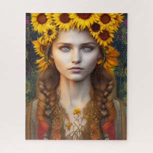Oekraïens meisje van Amulets en Zonnebloemen Legpuzzel