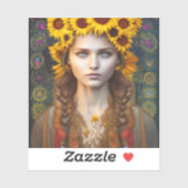 Oekraïens meisje van Amulets en Zonnebloemen Sticker (Vel)