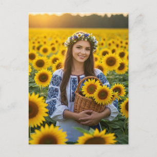 Oekraïens  Meisje Zonnebloemen Briefkaart