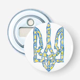Oekraïens nationaal embleem trident tryzub etnical button flesopener