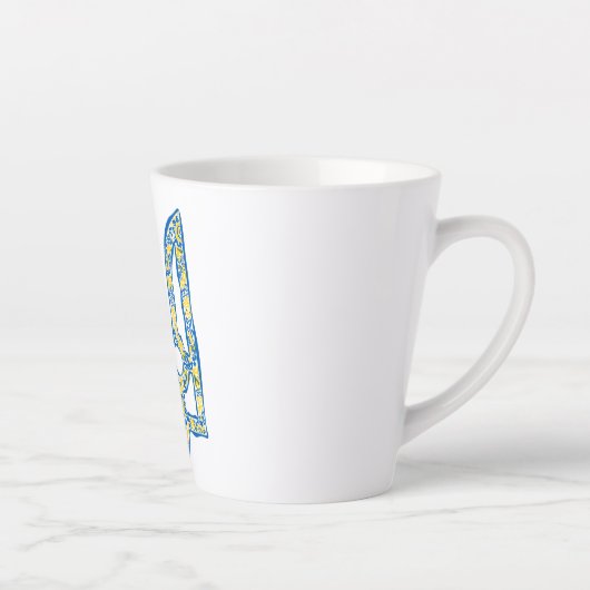 Oekraïens nationaal embleem trident tryzub etnical latte mok (Rechts)