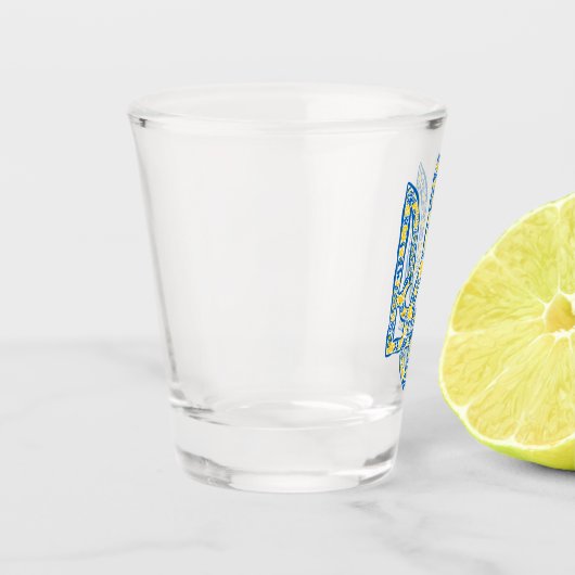Oekraïens nationaal embleem trident tryzub etnical shot glas (Links)