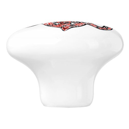 Oekraïens nationaal embleem trident tryzub gestili keramische knop (Zijkant)