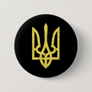 Oekraïens Trident Symbool - Oekraïne Steun Patriot Ronde Button 5,7 Cm