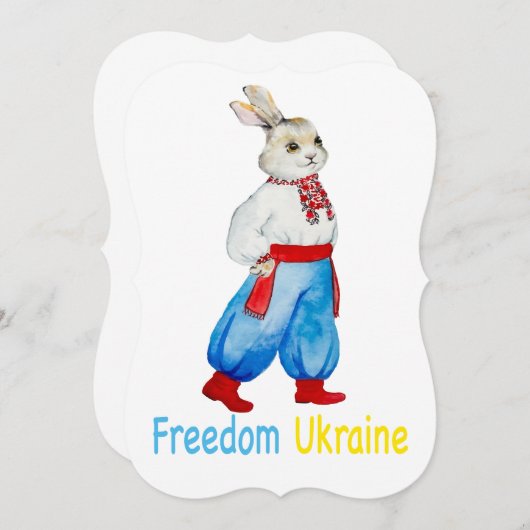 Oekraïens volkskostuum waterverf gestileerd konijn kaart (Voorkant / Achterkant)