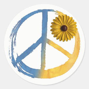 Oekraïens VREDE Symbool Teken Zonnebloem Oekraine  Ronde Sticker