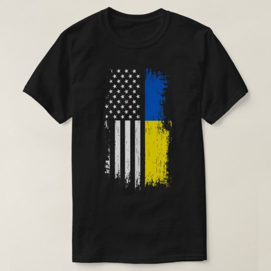 Oekraïense Amerikaanse vlag T Shirt - Pride Oekraï (Design voorkant)