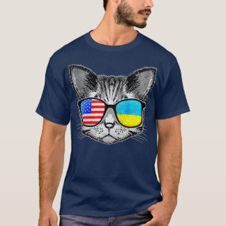Oekraïense Amerikaanse vlaggeroots Cat Oekraïense  T-shirt