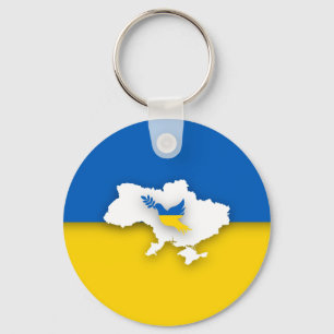Oekraïense bicolorvlag, vredesduif sleutelhanger