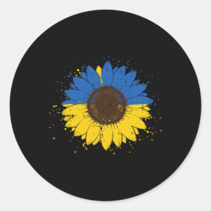 Oekraïense Blauwe Gele Zonnebloem Oekraïne Bloem M Ronde Sticker