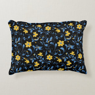 Oekraïense bloemmotieven uit de volkskunst. Blauw  Accent Kussen