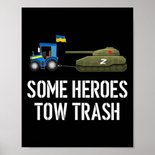Oekraïense boer die verlaten tank trekt poster