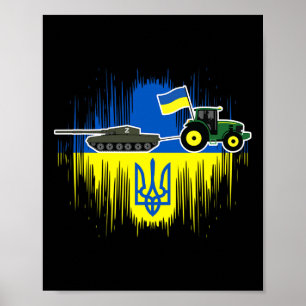 Oekraïense boer steelt tank Oekraïense vlag Tryzub Poster