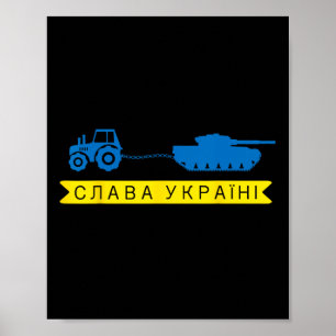 Oekraïense boer steelt tractor een Russische tank Poster