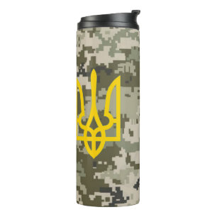 Oekraïense driekleur Militair camouflage pet Thermosbeker
