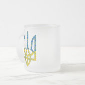 Oekraïense driekleurige getextureerde vlag van Oek Matglas Koffiemok (Voorkant links)