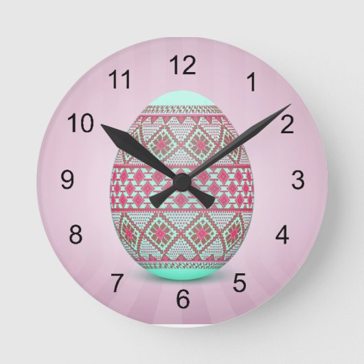 Oekraïense eicel (Pysanka) acrylwandklok Ronde Klok (Voorkant)