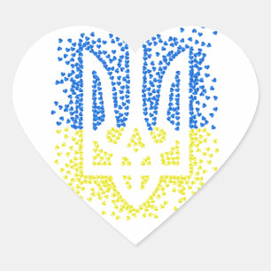 Oekraïense embleem drietand tryzub verstrooiing ha hart sticker