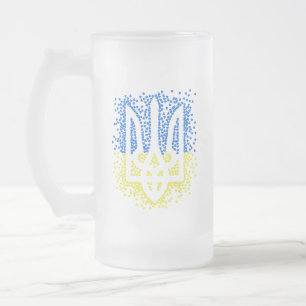 Oekraïense embleem drietand tryzub verstrooiing ha matglas bierpul