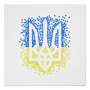 Oekraïense embleem drietand tryzub verstrooiing ha perfect poster