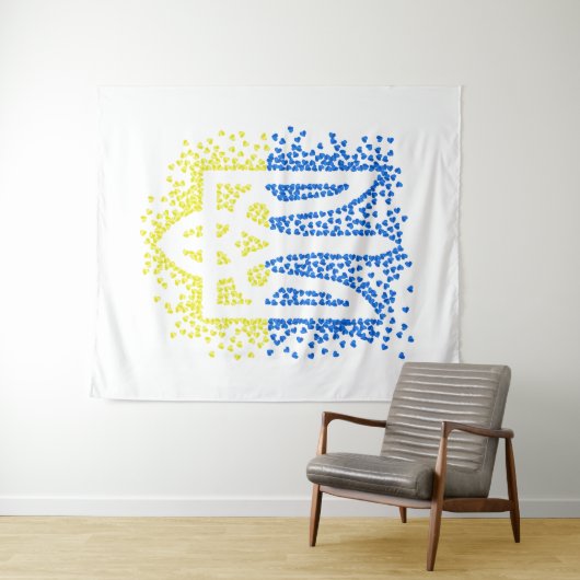 Oekraïense embleem drietand tryzub verstrooiing ha wandkleed (In Situ (horizontaal))