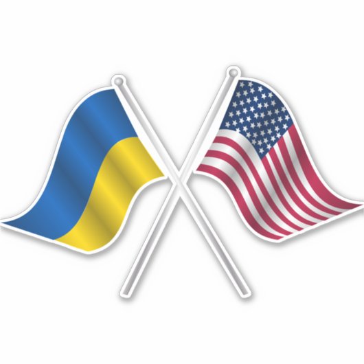 Oekraïense en Amerikaanse vlag Custom-Cut Vinyl St Sticker (Voorkant)
