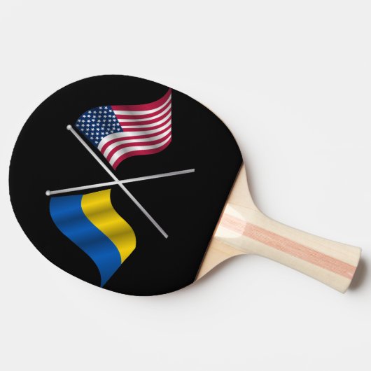 Oekraïense en Amerikaanse vlag Ping Pong Paddle Tafeltennisbatje (Zijkant)