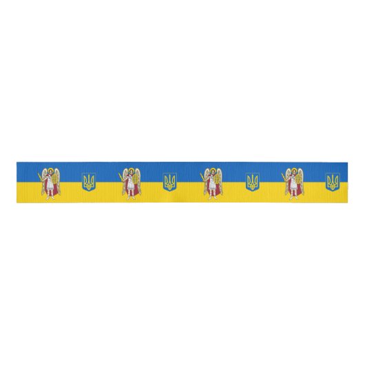 Oekraïense en Kiev - wapenschild, Oekraïense vlag Grosgrain Lint (Voorkant)