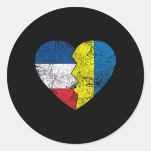 Oekraïense Franse Vlaggen Hart Frankrijk Oekraïne Ronde Sticker