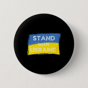 Oekraïense Geel Blauwe Vlag Met Slogan Sta Bij Ronde Button 5,7 Cm