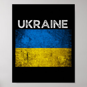 Oekraïense Geel Blauwe Vlag Met Woord Oekraïne Ged Poster
