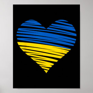 Oekraïense Hart Vlag Kleuren Blauw Geel Oekraïne V Poster