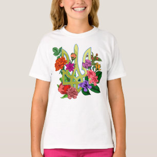Oekraïense heraldiek drietand tryzub bloeiende blo t-shirt