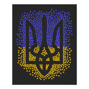 Oekraïense heraldiek drietand tryzub verstrooiing perfect poster