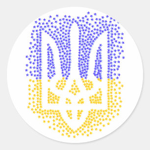 Oekraïense heraldiek drietand tryzub verstrooiing ronde sticker