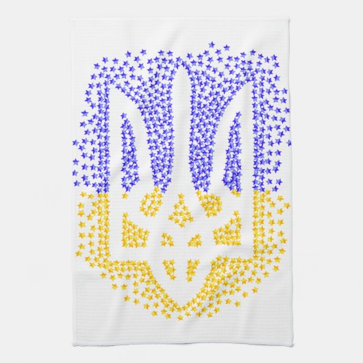 Oekraïense heraldiek drietand tryzub verstrooiing theedoek (Verticaal)