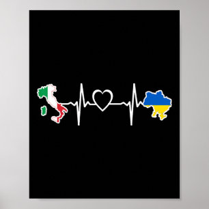 Oekraïense Italiaanse Vlag - Oekraïne Italië Harts Poster
