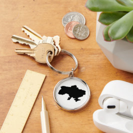 Oekraïense kaart in het zwart. Oekraïne Sleutelhanger