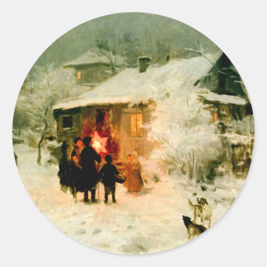 Oekraïense kerstCarolers Ronde Sticker (Voorkant)